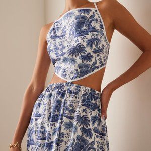 STAUD Myla Cutout Printed Stretch-Cotton Maxi Dress Size Smalle